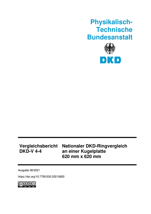 Nationaler DKD-Ringvergleich an einer Kugelplatte 620 mm x 620 mm : Vergleichsbericht DKD-V 4-4