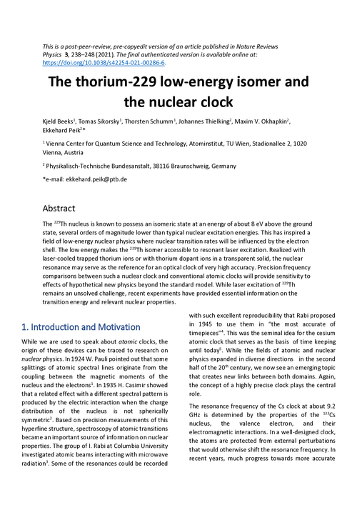 The thorium-229 low-energy isomer and the nuclear clock