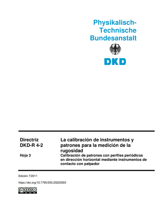La calibración de instrumentos y patrones para la medición de la rugosidad, Calibración de patrones con perfiles periódicos en dirección horizontal mediante instrumentos de contacto con palpador : Directriz DKD-R 4-2 Hoja 3