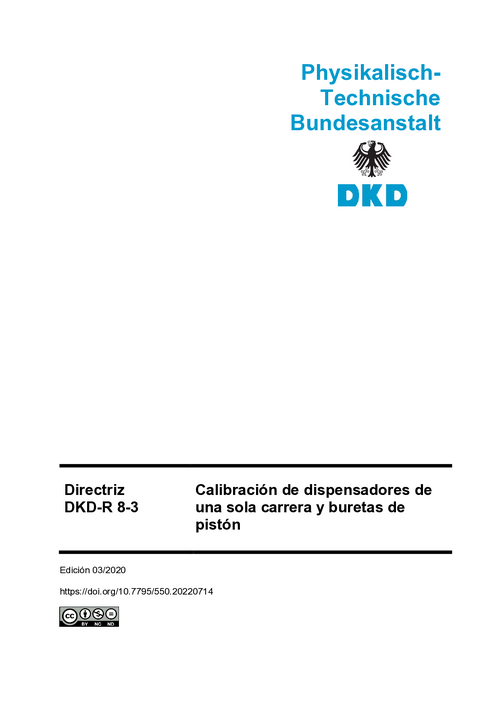 Calibración de dispensadores de una sola carrera y buretas de pistón : Directriz DKD-R 8-3