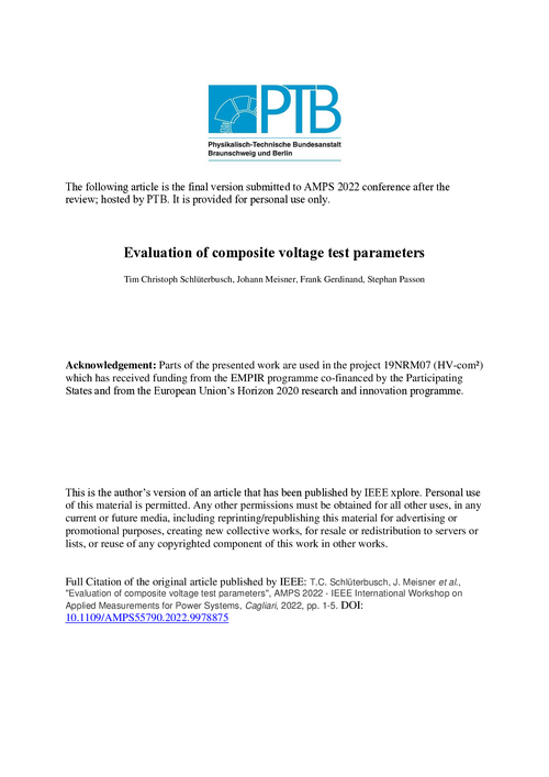 Evaluation of composite voltage test parameters