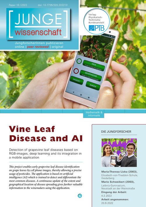 Vine Leaf Disease and AI, Detection of grapevine leaf diseases based on RGB-images, deep learning and its integration in a mobile application
