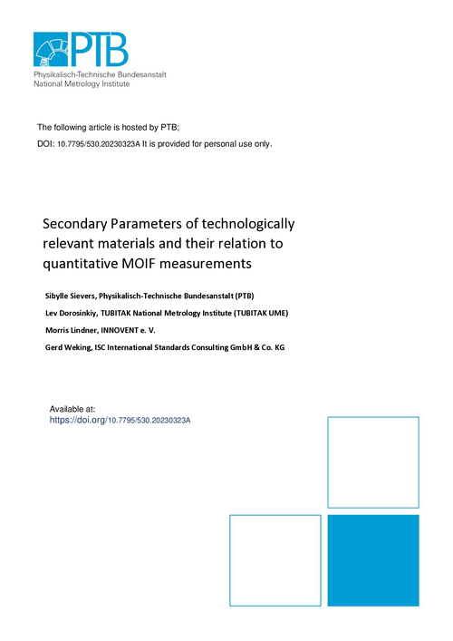 Secondary Parameters of technologically relevant materials and their relation to quantitative MOIF measurements