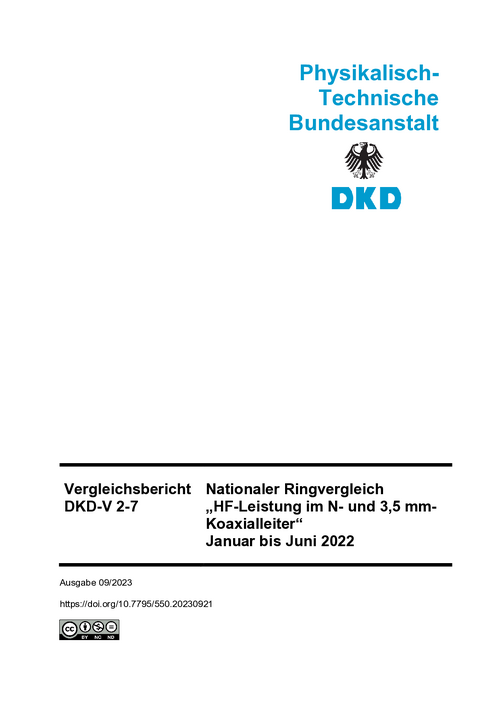 Nationaler Ringvergleich „HF-Leistung im N- und 3,5 mm- Koaxialleiter“ Januar bis Juni 2022 : Vergleichsbericht DKD-V 2-7