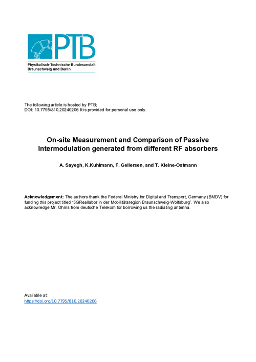 On-site Measurement and Comparison of Passive Intermodulation generated from different RF absorbers