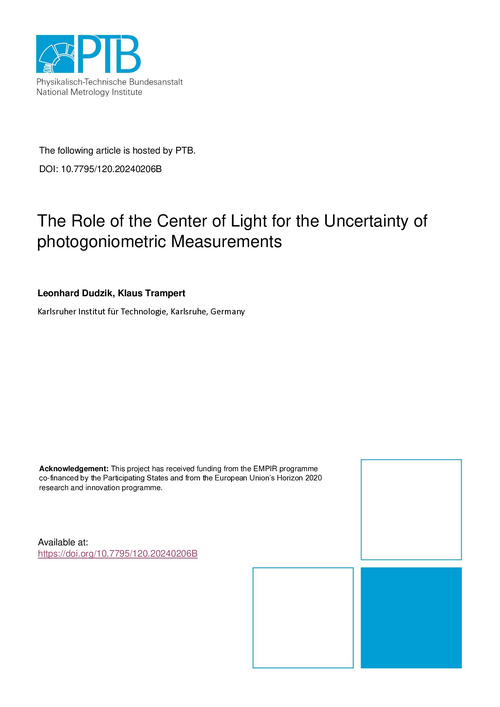 The Role of the Center of Light for the Uncertainty of photogoniometric Measurements