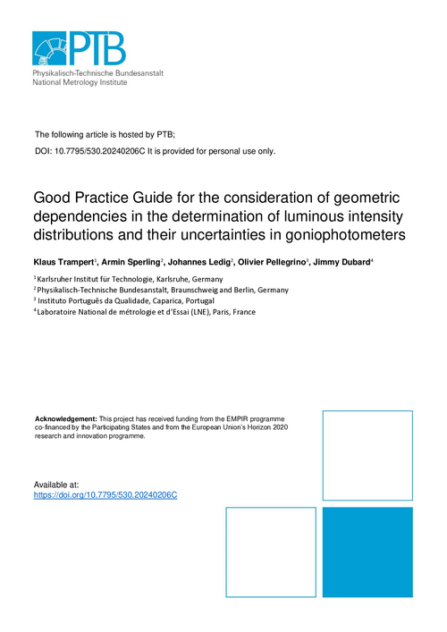 Good Practice Guide for the consideration of geometric dependencies in the determination of luminous intensity distributions and their uncertainties in goniophotometers