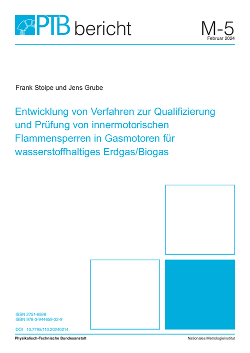 Entwicklung von Verfahren zur Qualifizierung und Prüfung von innermotorischen Flammensperren in Gasmotoren für wasserstoffhaltiges Erdgas/Biogas