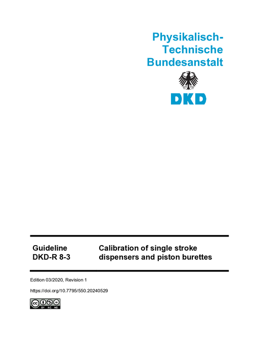 Calibration of single stroke dispensers and piston burettes : Guideline DKD-R 8-3 Revision 1