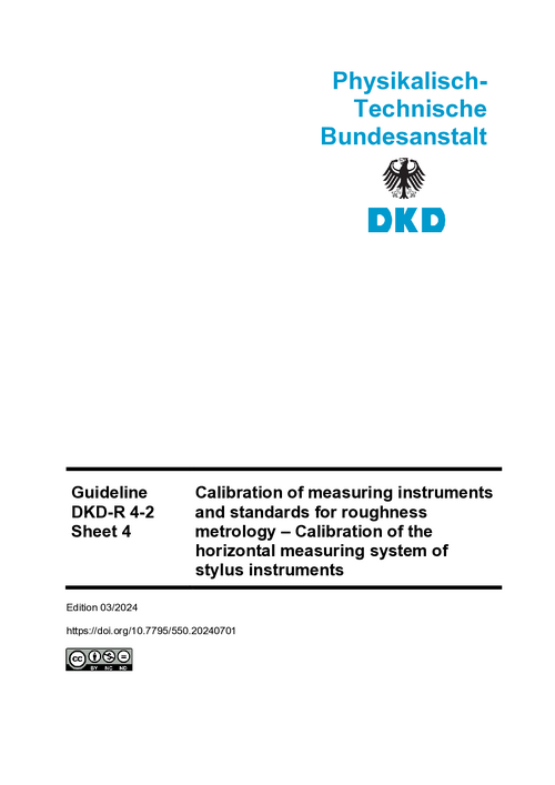 Calibration of measuring instruments and standards for roughness metrology – Calibration of the horizontal measuring system of stylus instruments : Guideline DKD-R 4-2 Sheet 4