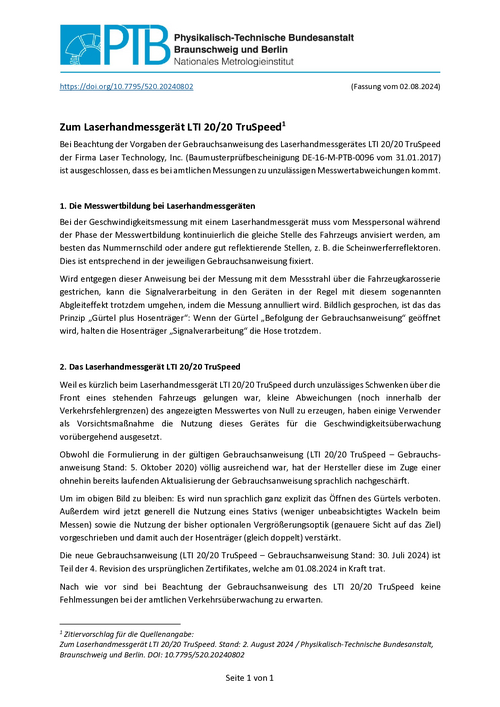 Zum Laserhandmessgerät LTI 20/20 TruSpeed