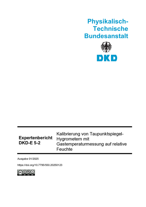 Kalibrierung von Taupunktspiegel- Hygrometern mit Gastemperaturmessung auf relative Feuchte : Expertenbericht DKD-E 5-2