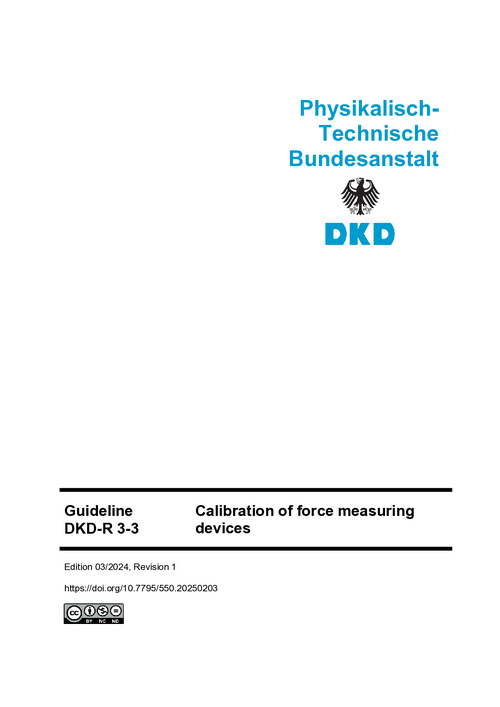 Calibration of force measuring devices : Guideline DKD-R 3-3, Revision 1