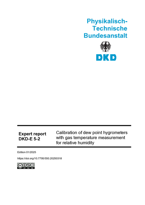 Calibration of dew point hygrometers with gas temperature measurement for relative humidity : Expert report DKD-E 5-2