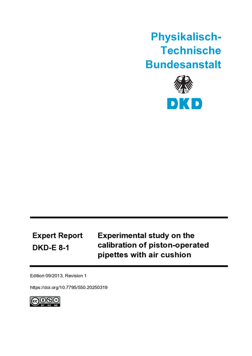 Experimental study on the calibration of piston-operated pipettes with air cushion : Expert Report DKD-E 8-1