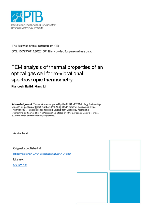 FEM analysis of thermal properties of an optical gas cell for ro-vibrational spectroscopic thermometry
