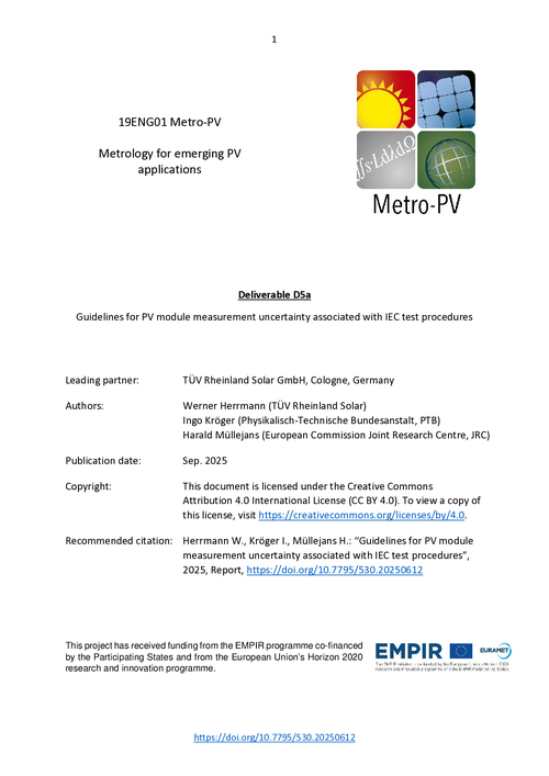 Guidelines for PV module measurement uncertainty associated with IEC test procedures