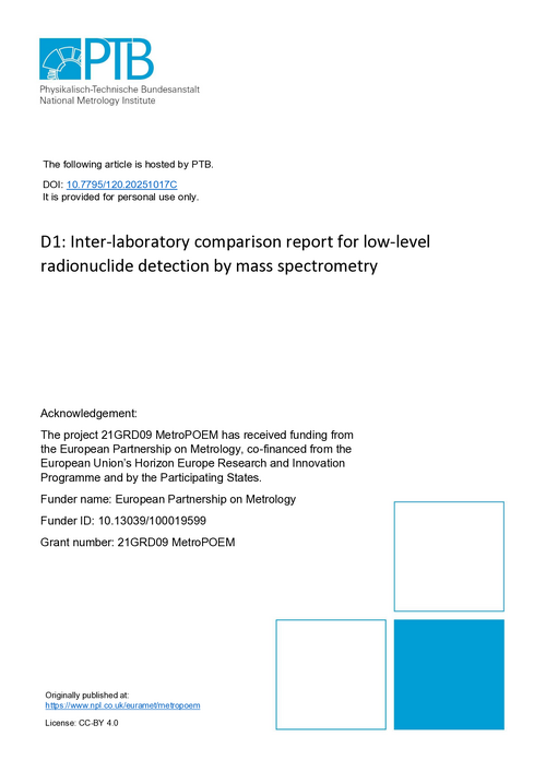 D1: Inter-laboratory comparison report for low-level radionuclide detection by mass spectrometry