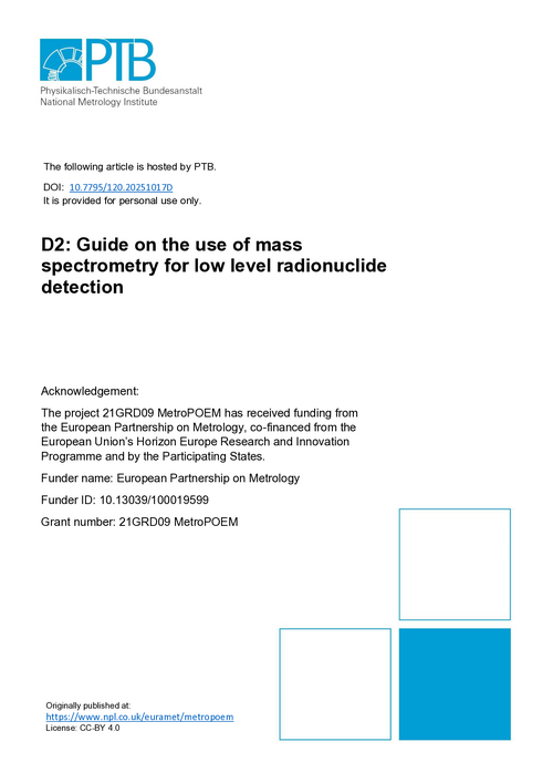 D2: Guide on the use of mass spectrometry for low level radionuclide detection