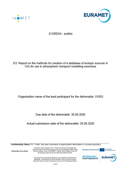 D3: Report on the methods for creation of a database of isotopic sources in CH4 for use in atmospheric transport modelling exercises