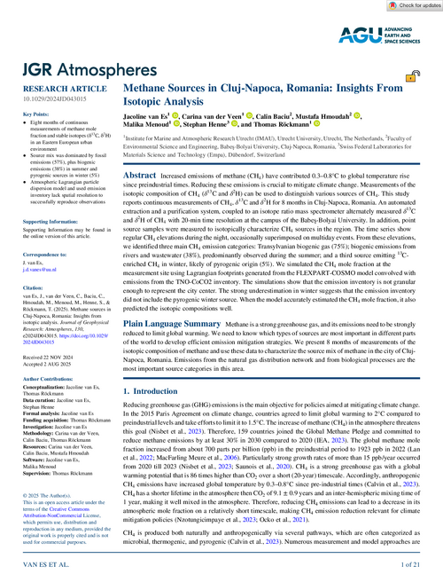 Methane Sources in Cluj-Napoca, Romania: Insights From Isotopic Analysis