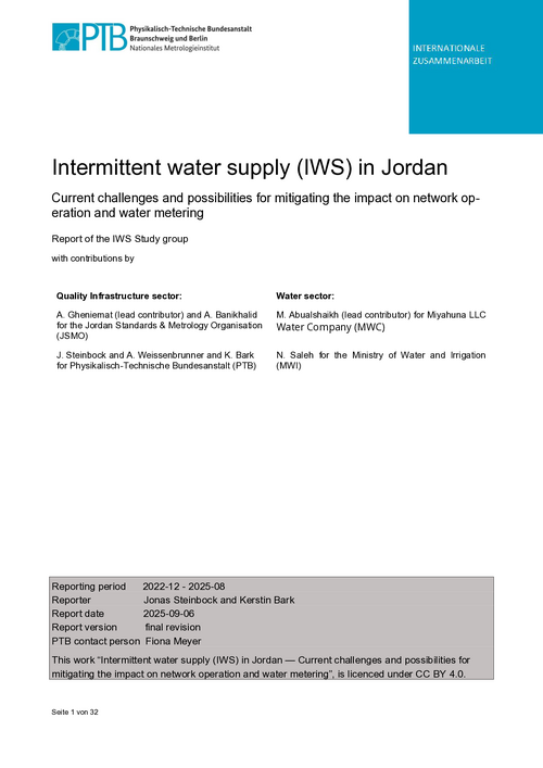 Intermittent water supply (IWS) in Jordan, Current challenges and possibilities for mitigating the impact on network op- eration and water metering