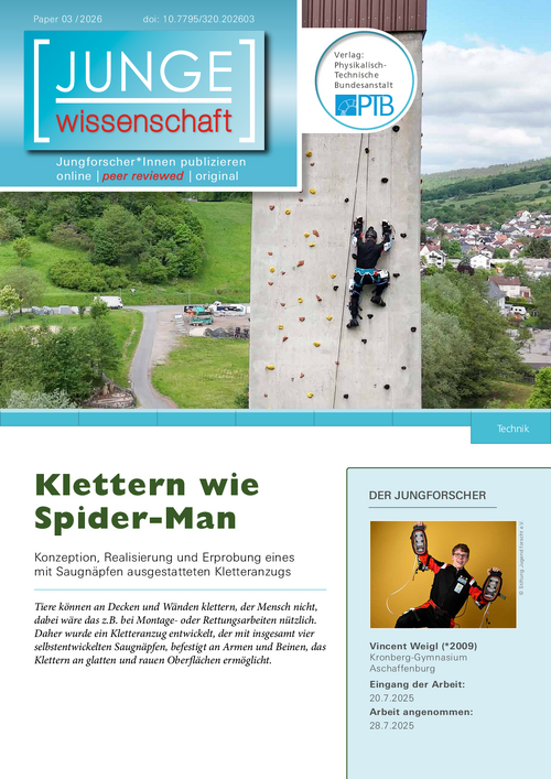 Klettern wie Spider-Man, Konzeption, Realisierung und Erprobung eines mit Saugnäpfen ausgestatteten Kletteranzugs