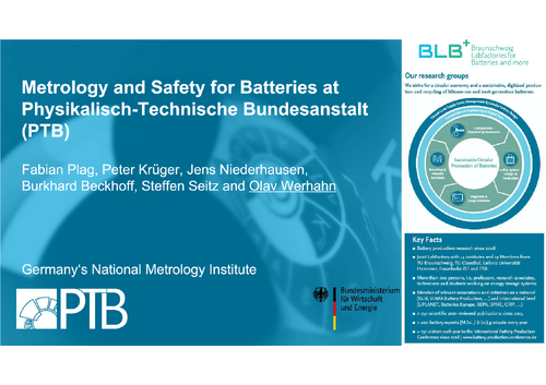Metrology and Safety for Batteries at  Physikalisch-Technische Bundesanstalt