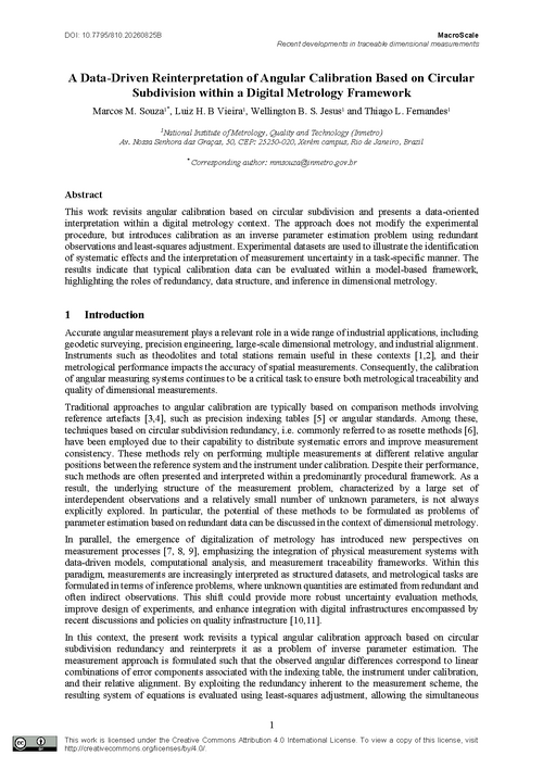 A Data-Driven Reinterpretation of Angular Calibration Based on Circular Subdivision within a Digital Metrology Framework