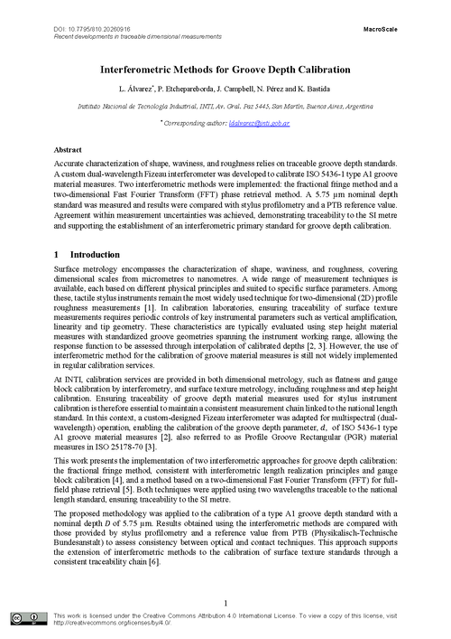Interferometric Methods for Groove Depth Calibration